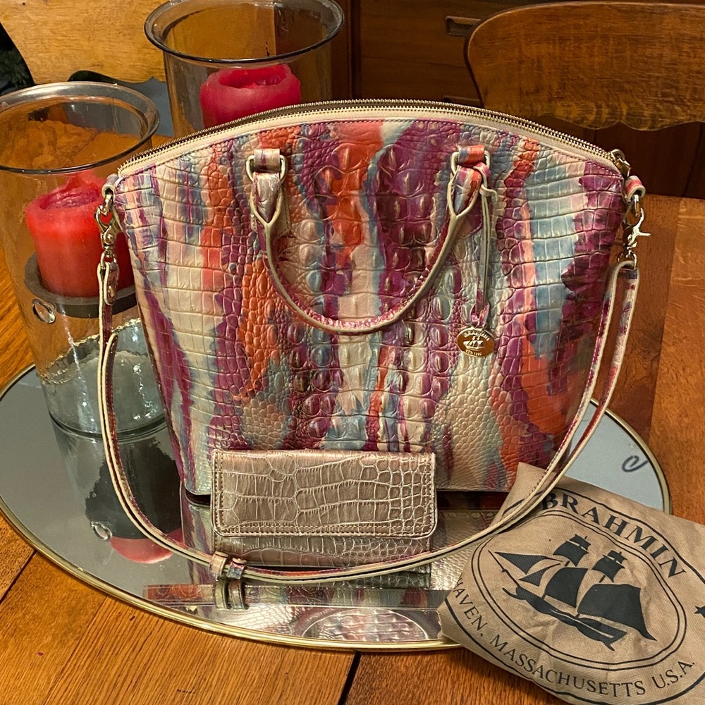 Brahmin Destiny Duxbury Multicolor Croc-Embossed Purse